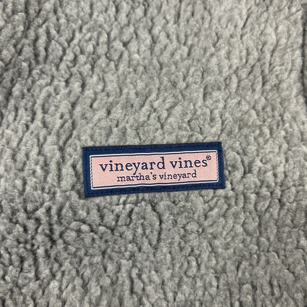 Vineyard Vines Heritage Sherpa 1/2 Zip Fleece Pullover Medium Gray Heather $148‎ - Picture 5 of 12